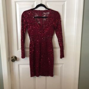 Red cocktail dress above the knee worn 1x